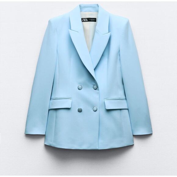 Zara 2 Piece Set Double Breasted Shoulder Pad Blazer and Slim High Waist Pants - Picture 4 of 15